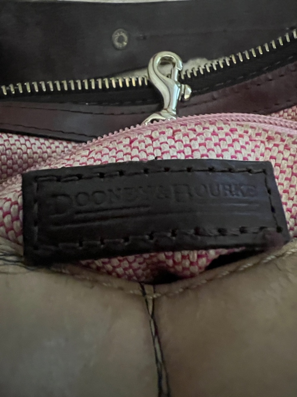 Dooney & Bourke Taupe Croc-Embossed Shoulder Bag with Dark Brown Strap - Picture 5 of 6